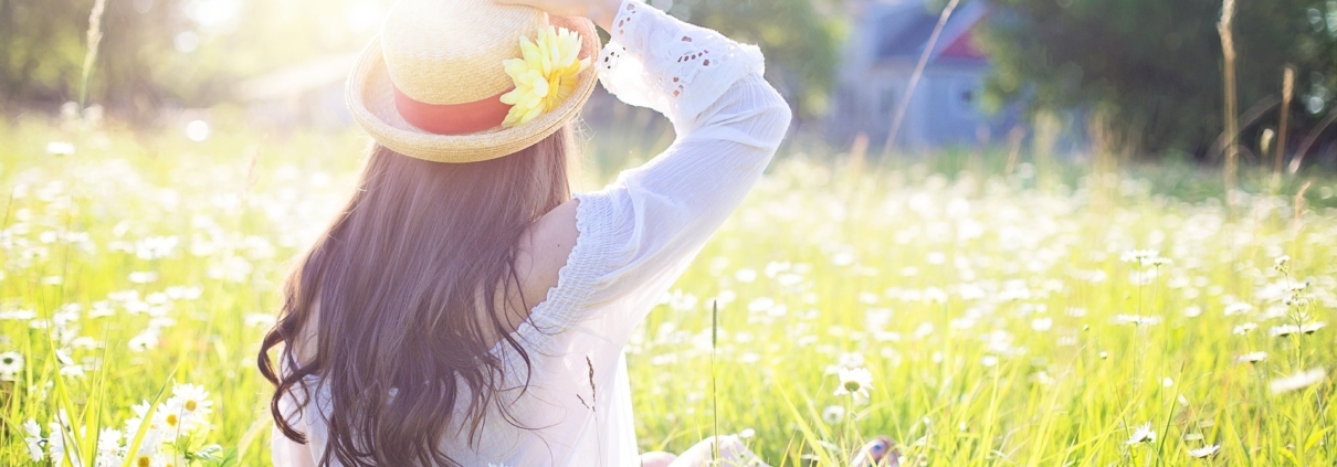 Woman in spring field